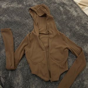 BRAND NEW shein brown zip up hoodie